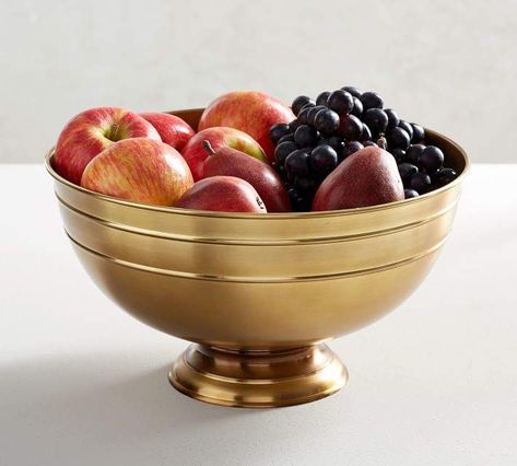 Antique Gold Footed Serving Bowl.  Gorgeous gold fruit bowl. #affiliate #bowl #homedecor #gold Pumpkin Pasties, Flatware Caddy, Easter Entertaining, Gold Bowl, Gold Napkins, Autumn Ideas, Tableware Design, Metal Bowl, Holiday Dining