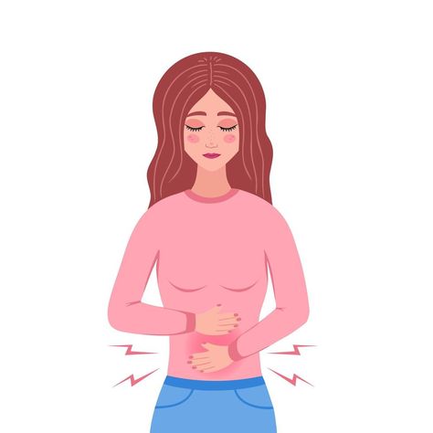 Stomachache Illustration, Period Cramps Illustration, Illness Illustration, Increase Height Exercise, Period Pain Relief, Vector Girl, Yoga Information, Newborn Feeding, Cramps Relief