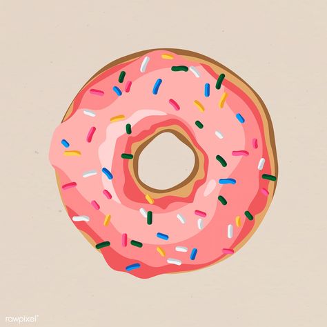 Glazed pink doughnut with sprinkles design element  vector | free image by rawpixel.com / Aew Pink Doughnut, Donut Drawing, Sprinkles Design, Pink Doughnuts, Pink Sprinkles, Donut Art, Donut Vector, Donut Pattern, A Level Art Sketchbook