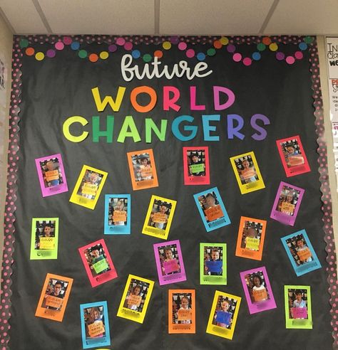 One of my favorite boards every year! I take a picture of the kids on the first day and ask them what they want to be when they grow up. I… Future World Changers, Classroom Decoration Ideas, Diy Classroom Decorations, Preschool Bulletin, Preschool Bulletin Boards, Classroom Board, Back To School Bulletin Boards, Future World, Classroom Bulletin Boards