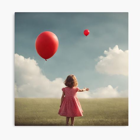 Get my art printed on awesome products. Support me at Redbubble #RBandME: https://www.redbubble.com/i/canvas-print/Little-Girl-watching-her-balloons-fly-away-by-RekindleArt/155480784.5Y5V7?asc=u Girl Holding Balloons, Clown Movie, Concept Model, Balloon Painting, Painting Of Girl, Printed Balloons, Redbubble Designs, Girls Watches, Featured Art