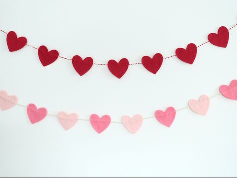 Valentine’s Day Garland, Olive Room, 21 Dinner, Pink Garland, Pink Bunting, Heart Bunting, Paper Bunting, Diy Valentine's Day Decorations, Heart Banner