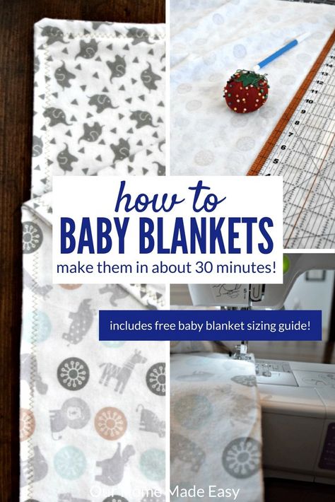 Have you ever wanted to make easy baby blankets? You can make them i less than 30 minutes! Find the perfect fabric, wash it, and begin sewing! Homemade Baby Blankets, Easy Baby Blanket, Sewing 101, Beginner Sewing Projects Easy, Sewing Projects For Kids, Leftover Fabric, Homemade Baby, Sewing Projects For Beginners, Sewing Gifts