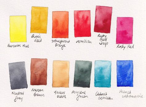 12-colour palette suggestions - Jane Blundell - Artist Jane Blundell, Practice Watercolor, Being Popular, Watercolor Pallet, Basic Watercolor, Paint Palettes, Color Mixing Chart, Travel Sketchbook, Art Palette