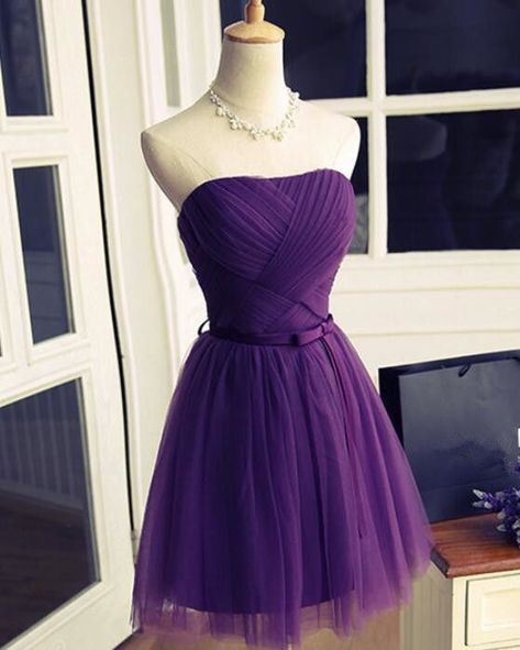 Vestido Color Lila, Purple Homecoming Dress, Cute Formal Dresses, Short Formal Dress, Purple Prom, Tulle Homecoming Dress, Simple Prom Dress, Tulle Sleeves, Prom Dresses 2019