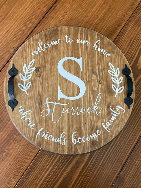 Custom Lazy Susan Painted Serving Tray Table Decor Kitchen | Etsy Canada Lazy Suzanne Ideas, Custom Lazy Susan, Tray Table Decor, Painted Serving Trays, Paw Print Ornament, Christmas Porch Decor, Christmas Door Hanger, Dog Paw Print, Indoor Christmas