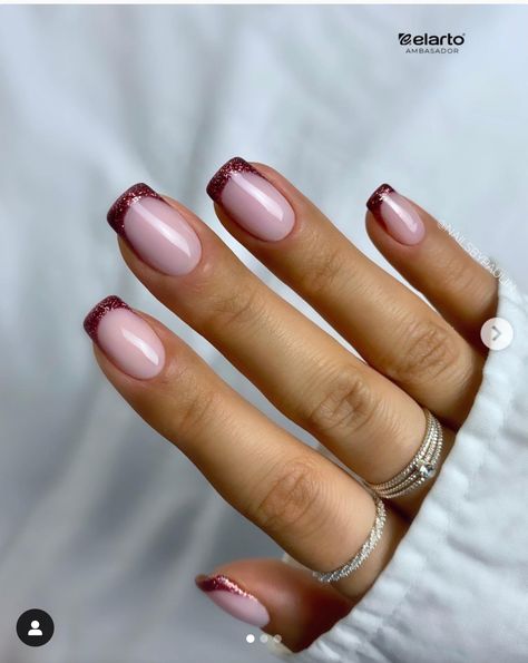 Trendy French Tip Nails, French Tip Nails With Design, Tip Nails Designs, Shiny Nails Designs, Nails With Design, Pretty Nail Colors, French Tip Nail Designs, Glamour Nails, Pointed Nails