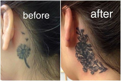 Behind The Ear Tattoo, Tattoo Coverup, Boho Tattoos, Tattoo Cover Up, Tattoo Cover, Tattoo Cover-up, Cover Up Tattoo, Cover Up Tattoos, The Ear