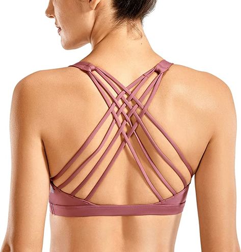 CRZ YOGA Strappy Sports Bras for Women - Criss Cross Back Sexy Wireless Padded Yoga Bra Cute Workout at Amazon Women’s Clothing store Yoga Light, Yoga Bra Tops, Crz Yoga, Yoga Sports Bra, Strappy Sports Bras, Yoga Bra, Hot Yoga, Support Bras, Sport Bra