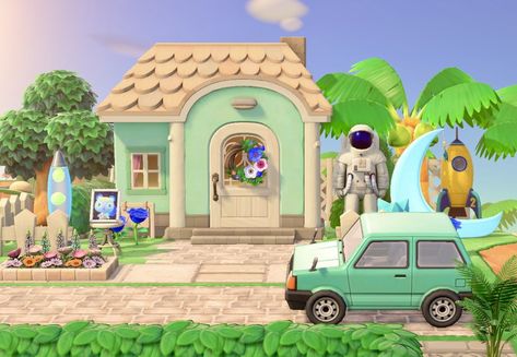 Space themed House, car, driveway. Completed Island 🏝️. Animal crossing new horizons. Design Ideas and dream code Animal Crossing Space Theme, Car Driveway, Animal Crossing Design, Dream Code, Outside Decorations, Space Theme, Mini Cars, Driveway, Car Design