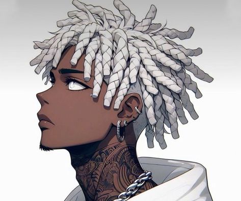 Black Anime Character Drawing, Afro Anime Art, Anime Black Male, Afro Art Men, Black Anime Characters Dreads, Black Anime Characters Male, Anime Character Design Male, Black Oc Male, Black Male Drawing