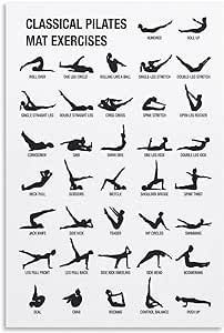 Wall Pilates Chart, Wall Pilates Exercises Free Printable, Free Wall Pilates Workout Chart, Wall Pilates Exercises Free Chart, Free Pilates Wall Workout Chart, Yoga Room Wall Decor, Pilates Mat Exercises, Classic Pilates, Gym Posters