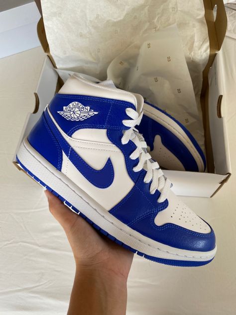 Blue And White Jordan 1 Outfit, Jordan 1s Royal Blue, Cool Blue Shoes, Kentucky Blue Jordans Outfit, Jordan 1 Bleu, Kentucky Blue Jordans, Royal Blue Nike Shoes, Jordan 1 Kentucky Blue, Jordan 1 Blue And White