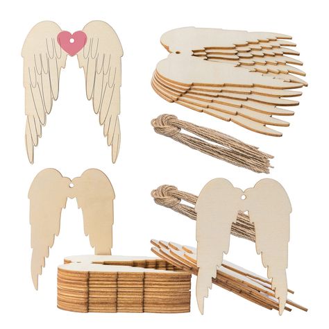 PRICES MAY VARY. [Material]:Our angel wings shape wooden made of nature wood,smooth and sturdy. [Size]:Our unfinished wooden craft :4inch*2.75inch /10cm*7cm.Total wooded craft package is including 20pcs unfinished wood ,20pcs string. [DIY Wood]:Our wood surface is smooth and blank,you could paint and writte by your imagination with your families,marker and other wood projects. [Decoration]:Our wood ornaments can be easily hang up anywhere you like.Such as Christmas trees, turkeys, doors, windows Wooden Angel Wings, Clothespin Crafts Christmas, Diy Angel Wings, Christmas Decorations Diy Crafts, Christmas Angel Crafts, Angel Wing Ornaments, October Crafts, Christmas Decorations Cheap, Ornaments For Christmas