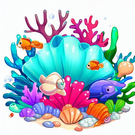 Coral Cartoon, Undersea World, Cartoon Design, Coral, Color, Design, Art