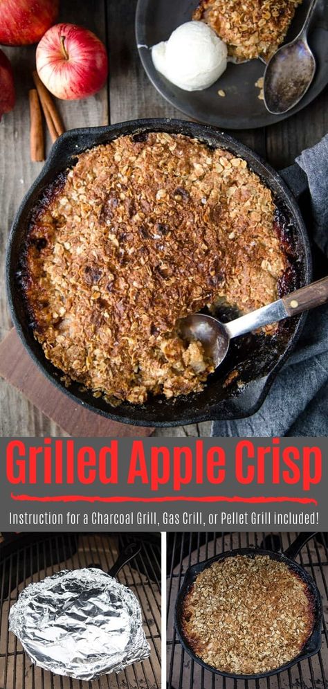 Grilling Dessert Recipes, Apple Crisp Without Oats, Apple Crisp Topping, Grill Dessert, Best Apples For Baking, Bbq Desserts, Easy Apple Crisp Recipe, Grilled Desserts, Apple Crisp Easy