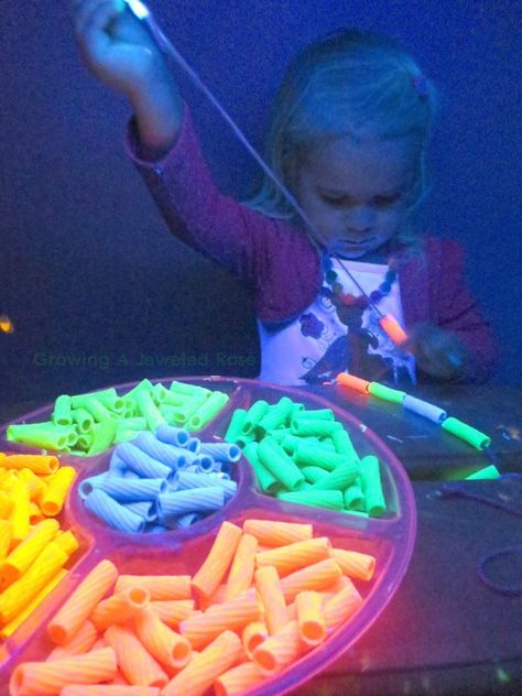 glowing pasta necklaces Glow Sticks, In The Dark, Noodles, Pasta, Necklaces