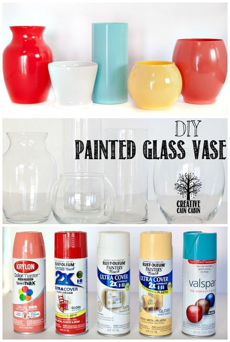 DIY Painted Glass Vase | tips for making your own custom vases and which paint was the best! | Creative Cain Cabin Spray Paint Projects, Painted Glass Vases, Painting Glass, Paint Techniques, Diy Vase, Mason Jar Crafts, Glass Vases, Vase Design, Dollar Store Crafts