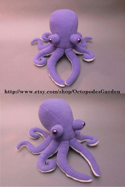 Diy Octopus Plush, Octopus Stuffed Animal Pattern, Octopus Plush Pattern, Octopus Sewing Pattern, Felt Octopus, Octopus Stuffed Animal, Purple Octopus, Octopus Plush, Fabric Fish