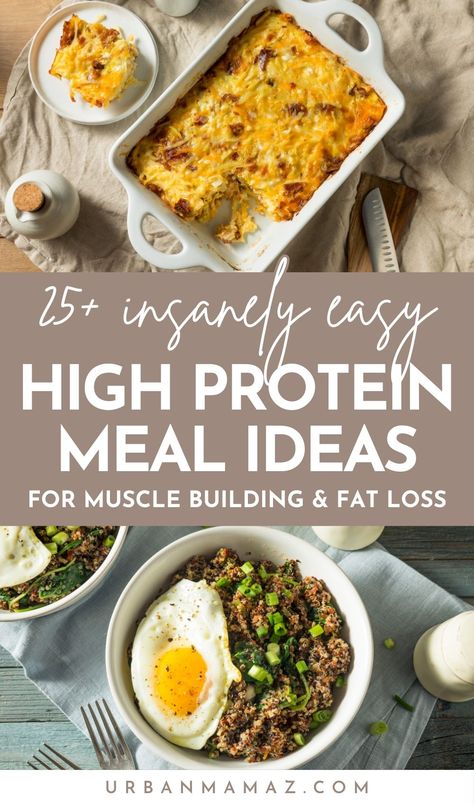 Looking for insanely easy high protein meal ideas for muscle building and fat loss? Check out this ultimate list of 25+ easy high protein meal prep ideas! High Protein Diet For Men Build Muscle, High Protein Meal Prep For Picky Eaters, High Protein Prep Meals, High Protein Easy Meal Prep, Cheap High Protein Meal Prep, Bulking Meal Prep, Protein Meal Prep Ideas, High Protein Meal Prep Ideas, Easy High Protein Meal Prep