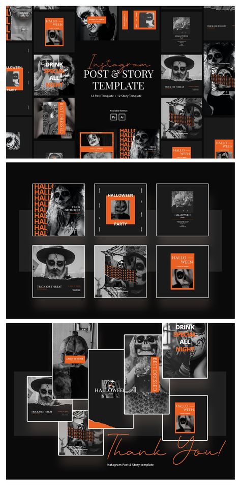 Halloween Instagram Post, Terror Movies, Instagram Grid Design, Halloween Instagram, Halloween Social, Halloween Post, Instagram Feed Layout, Logo Presentation, Halloween Templates