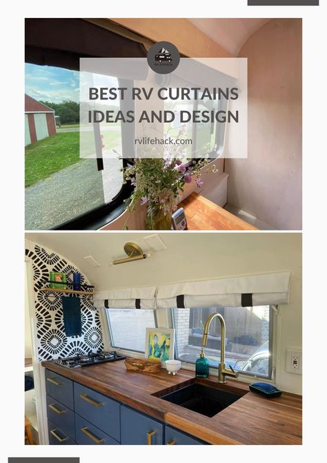 RV Curtains Ideas (The Benefits of RV Curtain) Rv Curtains Window Treatments, Rv Curtains Diy, Caravan Curtains Ideas, Rv Curtain Ideas, Campervan Storage Ideas, Rv Blinds, Van Curtains, Campervan Storage, Kitchen Window Coverings