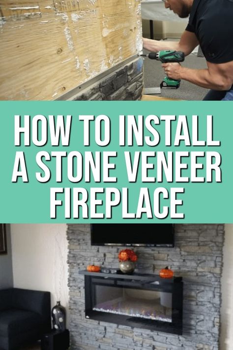 Here are 10 easy steps for how to install a stone veneer fireplace. This is a great way to add value to your home's appearance and give a room new life. How To Install Stone Veneer Fireplace, Stone Veneer Backsplash, Ledger Stone Fireplace, Veneer Fireplace, Fireplace Makeovers, Stone Veneer Fireplace, Concrete Board, Stone Veneer Wall, Fireplace Facing