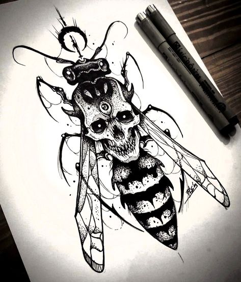 Satanic Tattoos, Tier Tattoo, Surreal Tattoo, Petit Tattoo, Insect Tattoo, Bug Tattoo, Scary Tattoos, Skull Art Drawing, Creepy Tattoos