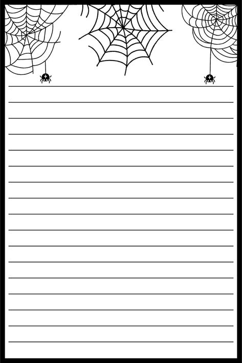 Spider Writing Paper, Holiday Writing Paper, Spider Writing, Halloween Stationary, Halloween Writing Paper, October Writing, Halloween Writing Prompts, Paper Template Free, Paper For Writing