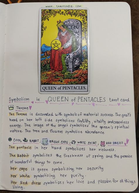 Tarot Hacks, Queen Of Pentacles Tarot Meaning, Queen Of Pentacles Tarot Card, Pentacles Tarot Meaning, Tarot Symbolism, Queen Of Pentacles, Learning Tarot, Tarot Interpretation, Ace Of Pentacles