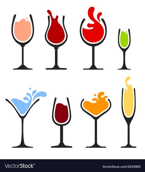 Glasses Illustration, Splash Vector, Wine Logo, Glass Champagne, Laser Art, Wine Glass Rack, Wine Quotes, 1 Tattoo, Web Icons