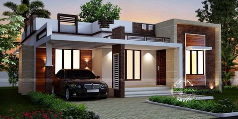 Modern Flat Roof House Plans - Pinoy House Designs - Pinoy House Designs Flat House Design, Flat Roof House Designs, Single Floor House Design, Small Modern House Plans, Home Designs Exterior, Beautiful Small Homes, Flat Roof House, Small House Elevation, House Roof Design