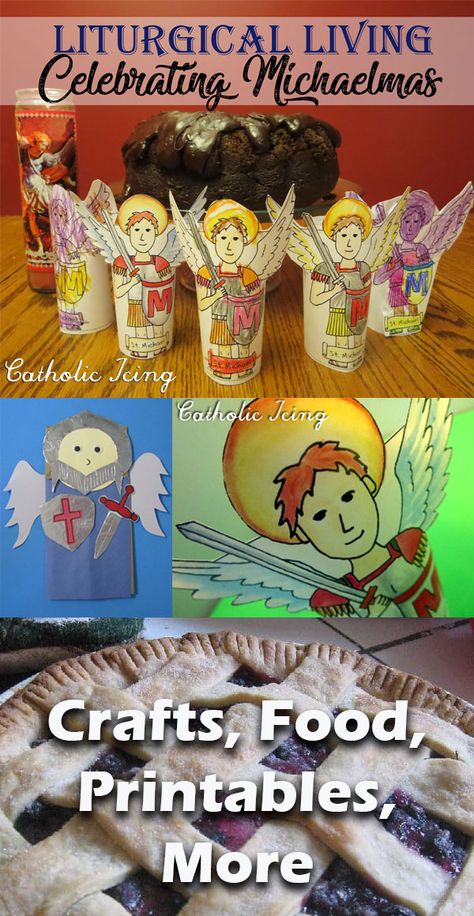 Celebrate Michaelmas with your Catholic kids! This is full of fun crafts, recipes, and ideas for the archangels St. Michael, St. Gabriel, and St. Raphael! #catholicicing #michaelmas #catholickids Michaelmas Food, Happy Feast Day St Michael, Michaelmas Activities, Michaelmas Crafts, Feast Of Archangels, St Michael Costume For Kids, Angel Gabriel Craft For Kids, St Michael Feast Day, Dragon Bread