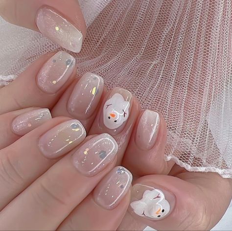 Korean Girl Makeup, Nail Noel, Snowman Nails, Santa Nails, Melted Snowman, Korean Nail Art, Asian Nails, Punk Nails, Christmas Gel Nails