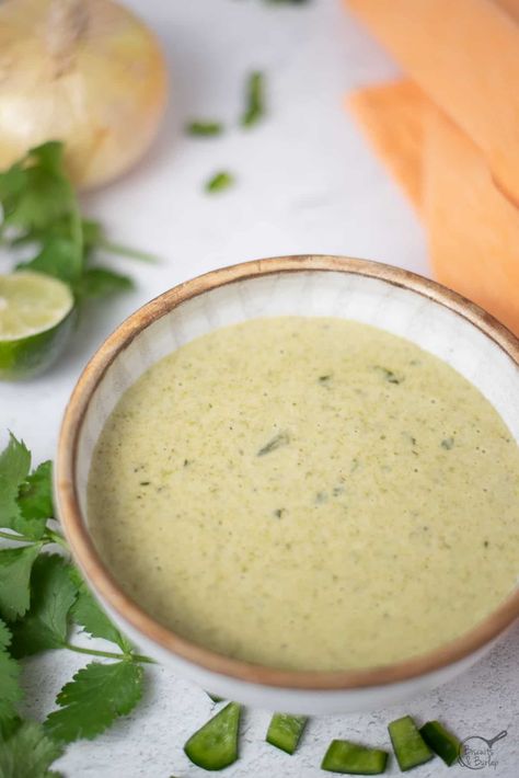 Served piping hot this poblano cream sauce is an amazing addition to burritos, tacos, enchiladas or your favorite fish, chicken or beef dish. Sauces For Fish, Poblano Cream Sauce, Baja Sauce, Poblano Sauce, Cajun Sauce, Mexican Sauce, Taco Sauce, Food Substitutions, Stuffed Poblano Peppers