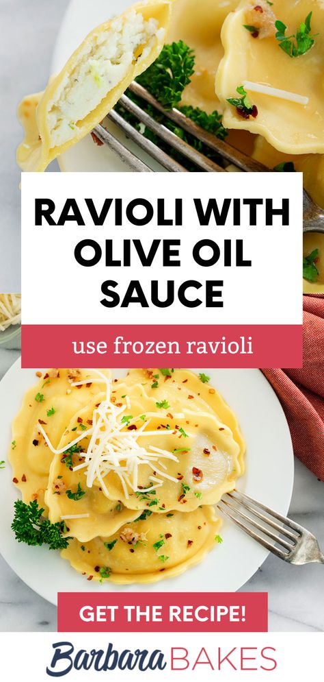 Easy Pasta Sauce For Ravioli, Ravioli With Olive Oil And Garlic, Tortellini Olive Oil Sauce, Ravioli Without Red Sauce, Olive Oil Ravioli Sauce, Quick Ravioli Sauce, Simple Ravioli Sauce, Simple Sauce For Ravioli, Sauce Recipes For Ravioli