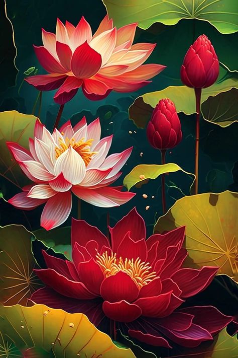 Business Painting, Lotus Artwork, Lotus Flower Painting, Terra Santa, Tropical Art Print, Lotus Flower Art, Lotus Painting, Glass Painting Designs, Lotus Art