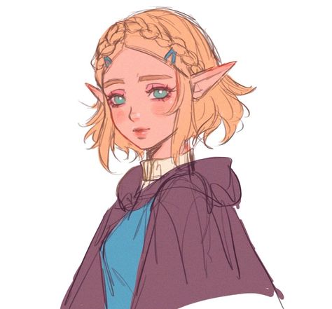 Botw Zelda Icon, Zelda Haircut, Princess Zelda Short Hair, Botw Zelda Reference, Zelda Botw Fanart, Zelda Short Hair, Short Hair Zelda, Zelda Reference, Princess Zelda Fanart