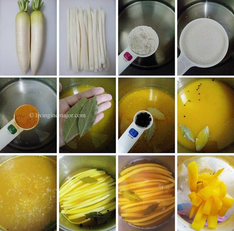 How to make Korean Sweet Yellow Radish Pickle (Danmuji) Danmuji Pickled Radishes, Pickled Diakon Radish, Diakon Radish, Yellow Radish, Radish Pickle, Pickled Daikon Radish, Trim Ends, Koreansk Mad, Radish Recipe