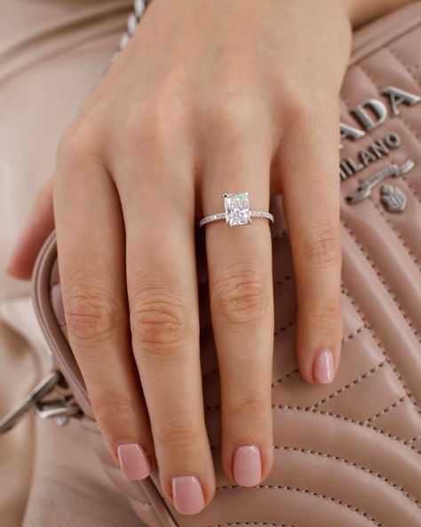 Small Radiant Cut Engagement Ring, Silver Engagement Rings Rectangle, Radiant Engagement Ring 1 Carat, 1 5 Carat Radiant Engagement Ring, 0 5 Carat Engagement Ring, Lab Grown Engagement Ring, Classy Engagement Ring, Small Engagement Rings, Engagement Ring Style