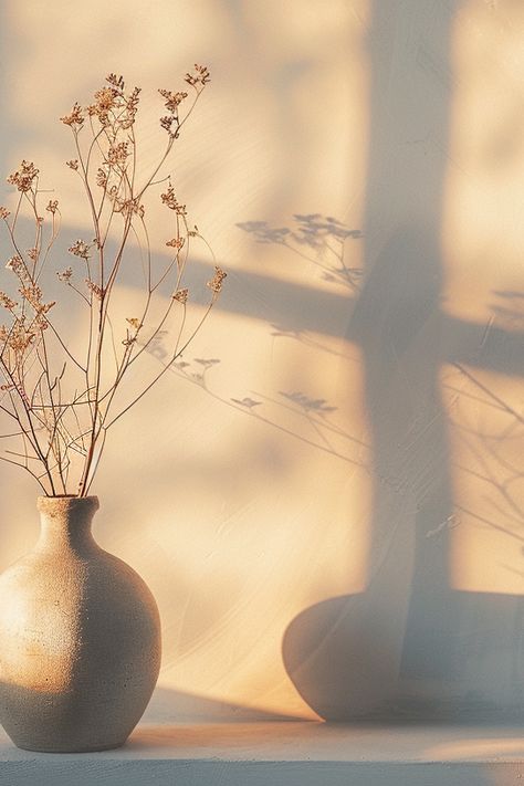 Warm sunlight on vase with dried plants in serene decor Natural Tones Aesthetic, Minimalist Rich Aesthetic, Reliable Aesthetic, Clean Astethic, Design Studio Aesthetic, Calm Life Aesthetic, Anthropologie Aesthetic, Soft Minimalist Aesthetic, Butter Design