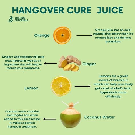 Juicing Tutorials | Juice Recipes on Instagram: "If you are experiencing hangover symptoms in the morning, then try this hangover juice recipe that contains ingredients like lemon, ginger root, oranges, and coconut water. This hangover juice recipe has the right mix of ingredients that will help with your dehydration as well as make sure you are getting enough vitamins throughout the day! Ingredients: 2 Oranges 1 inch piece ginger 1 lemon 1/2 cup coconut water Want more information on delici Hangover Juice Recipe, Hangover Drink Recipes, Hangover Juice, Hangover Drink, Hbcu Homecoming, Hangover Symptoms, Vinegar Drink, Apple Cider Vinegar Drink, Juicer Recipes