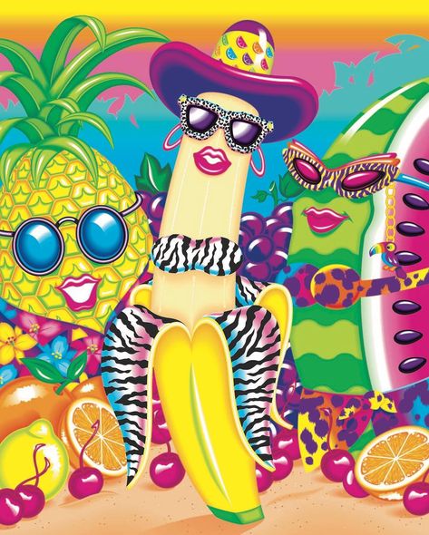 Our bananas have no problem getting dates! They’re very ap-pealing! 😂🤦🏻‍♀️🍌🍉🍍#LisaFrank Lisa Frank Art, Lisa Frank Binder, Lisa Frank Birthday Party, Lisa Frank Stickers, Design Notebook, Cloud Stickers, 90s Design, Halloween Scarecrow, Vintage Notebook