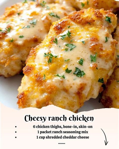 Annfamm Ranch Chicken Thighs, Cheddar Ranch Chicken, Crispy Chicken Skin, Chicken Breast Slow Cooker, Marry Me Chicken Recipe, Dessert Recipes Cookies, Cheesy Ranch, Friends Recipes, Chicken Thighs Recipe