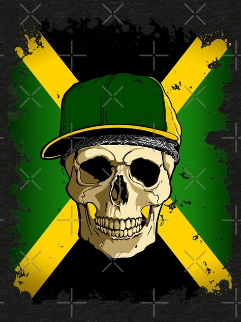 "Jamaican Skull Flag " T-shirt by DoctorBirdsInk | Redbubble Jamaica Wallpaper, Hip Hop Wallpaper, Bob Marley Pictures, Skull Flag, Jamaican Flag, Jamaica Flag, Urban Street, Flag Tshirt, Bob Marley