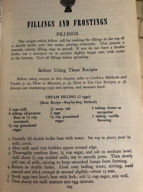 Ina Watson's (sweet First land-lady from Holland) recipe... Cream Puff Filling, Measuring Cups And Spoons, Cream Puff, Double Boiler, Cream Puffs, Measuring Cups, Hot Water, Frosting, Holland