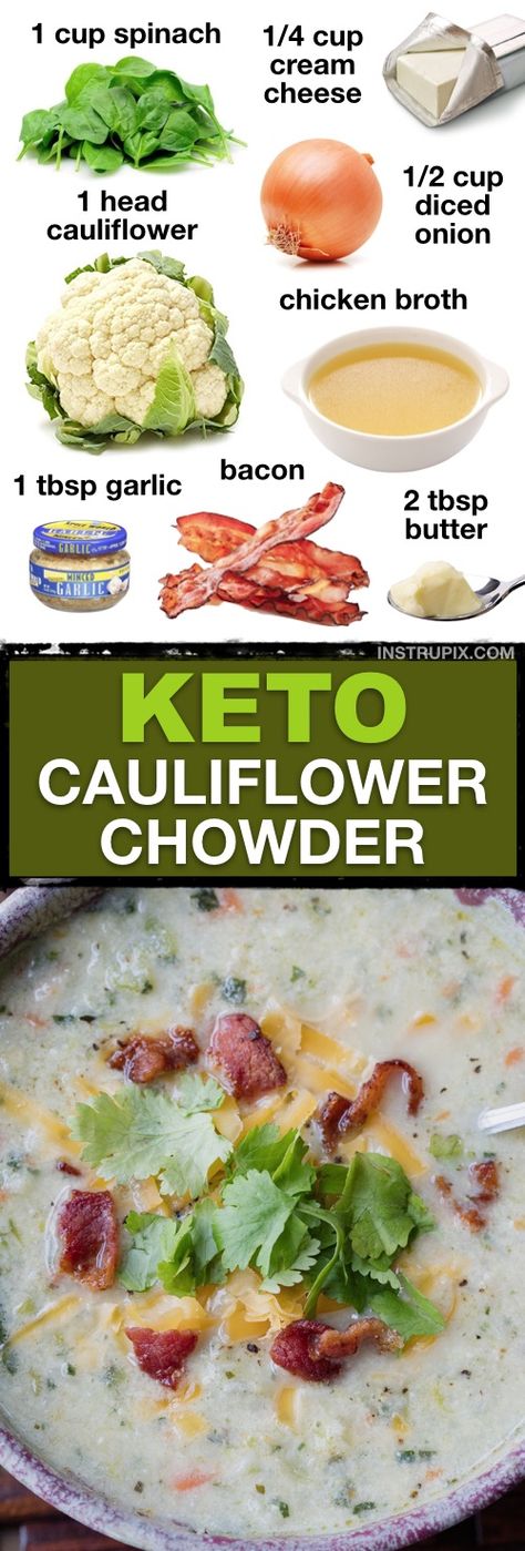 7 Easy Low Carb Soup Recipes (Keto Friendly & Healthy!) Easy Low Carb Soup, Soup Recipes Keto, Cauliflower Chowder, Low Carb Soup Recipes, Crock Pot Recipes, Resep Diet, Low Carb Diets, Keto Soup, Low Carb Soup