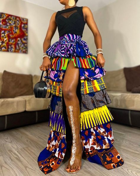 African print maxi skirt