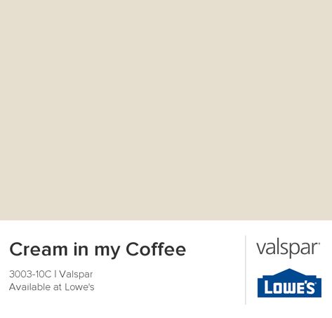 Valspar Cream In My Coffee, Cream Paint Colors, Valspar Paint Colors, Dark Paint Colors, Valspar Paint, Farmhouse Paint Colors, Interior Colors, Florida Room, Farmhouse Paint