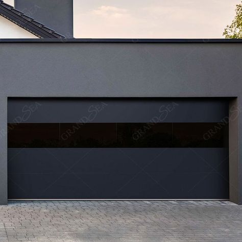 Sectional aluminum garage doors are one type garage doors which pull up and down sections by electric machine. They are different from the rolling garage doors. In this pattern the garage doors material adopted the wider board filled the insulated foam and use tempered tinted glass window improve lighting condition. Aluminum Garage Doors, Rolling Garage Door, Modern Garage Door, Glass Louvers, Contemporary Garage Doors, Aluminium Garage Doors, Metal Garage Doors, Contemporary Garage, Glass Garage